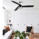 Lucci Air 801240114 Ανεμιστήρας Οροφής Bronx Chrome DC 80513072 132cm με Φως και Τηλεχειριστήριο Μαύρος